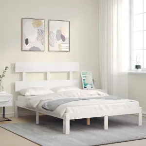 Berkfield Bed Frame with Headboard White 140x200 cm Solid Wood