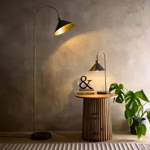 Charcoal coloured Table Lamp with an Antique Brass finish