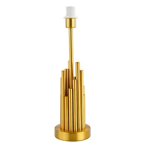 Modern Stalagmite Designed Table Lamp Base with Multi Level Pipes in Satin Gold