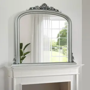 Dayton Overmantle Mirror 109cm X 104cm  Antique Silver