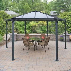 Palram - Canopia Monaco Grey Hexagonal Gazebo, (W)4.5m (D)3.9m - Assembly required