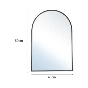 Black Arched Wall Mounted Framed Bathroom Mirror Vanity Mirror for Dressing Table 400 x 500 mm