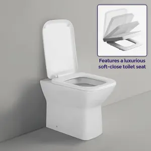 Nes Home Louis Stylish Back to Wall Rimless Toilet and Soft Close Seat White