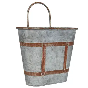 Vintage Style Effect Weathered Effect Galvanised Trough Planter Flower Pot Embossed Dolly Tub Outdoor Garden Planter