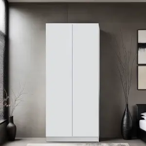 2 Door Wardrobe Double Door Push To Open Slow Close Matt White Finish