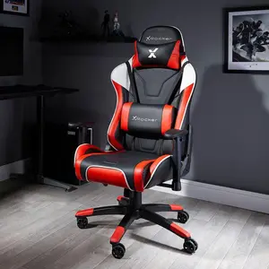 X Rocker Adjustable Ergonomic Faux Leather Swiveling PC & Racing Game Chair Black/Red/White