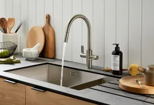 Clearwater Kira C Spout Pull Out With Twin Spray Kitchen  Brushed Nickel - KIR30BN