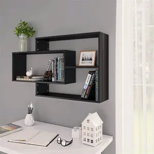 Jaleshia 3 Piece Rectangle Floating Shelf Matte Black