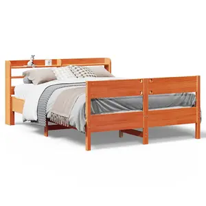 Berkfield Bed Frame without Mattress Wax Brown 140x200 cm Solid Wood Pine