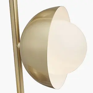 Brass Metal and White Orb Dome Floor Lamp