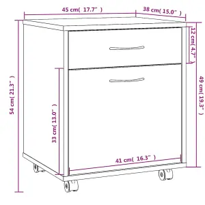 Berkfield Rolling Cabinet Brown Oak 45x38x54 cm Engineered Wood