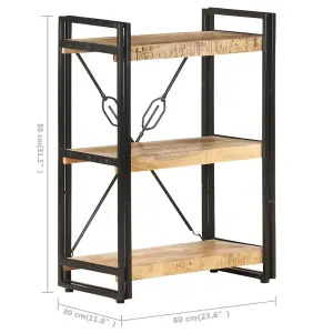 Berkfield 3-Tier Bookcase 60x30x80 cm Solid Mango Wood