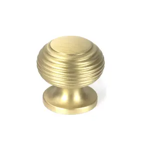 Satin Brass Beehive Cabinet Knob 30mm