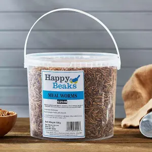 Happy Beaks Dried Mealworms For Wild Birds High Energy, High Protein Premium Bird Food (500g)