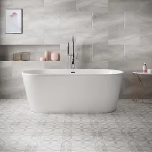 Perla Grey Matt Stone effect Ceramic Indoor Wall & floor Tile Sample