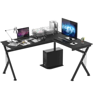 HOMCOM L-Shaped Corner Computer Desk Laptop Workstation PC Table Home Office