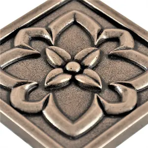 (Pack of 4 Tiles) Niche Tiles Crown Metal Champagne Bronze 9.5cm. x 9.5cm. Handmade Decorative Tile