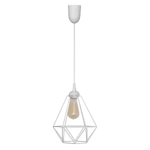 Luminosa Karo Wire Frame Pendant Ceiling Light White 24cm