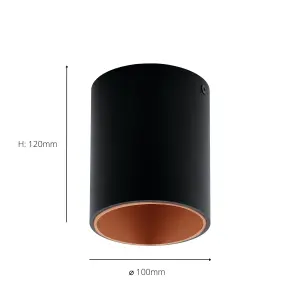 EGLO Polasso Cylindrical Black/Copper LED Ceiling Light