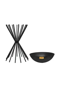 Outdoor Tall Metal Dakota Fire Pit in Black H65Cm W38Cm