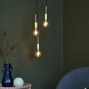 Nordlux Paco 3-Spot Indoor Living Dining Glass Pendant Ceiling Light in Brass (Diam) 18.1cm