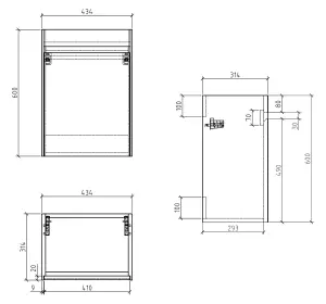 Rigel Gloss White Wall Hung Cloakroom Vanity Unit with Resin Basin (W)44cm (H)63cm