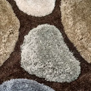 Brown and Grey 3D Pebbles Shaggy Rug - Hawaii