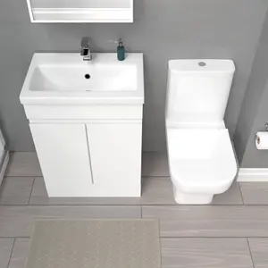 Nes Home 600mm White Basin Vanity Unit & Close Coupled Toilet