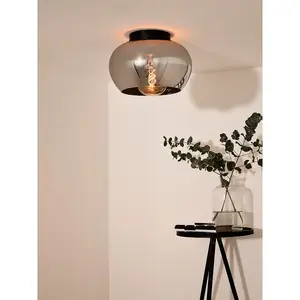 Lucide Judi Modern Flush Ceiling Light 30.5cm- 1xE27 - Smoke Grey