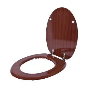 18" Durable Wooden MDF Toilet Seat - With Fittings Included - Durable With Added Comfort - Easy To Fit