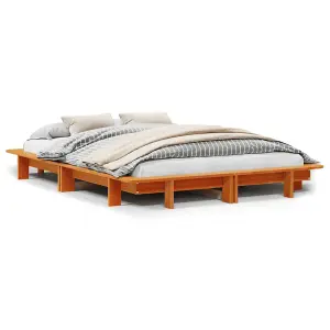 Berkfield Bed Frame without Mattress Wax Brown 120x190 cm Small Double Solid Wood Pine