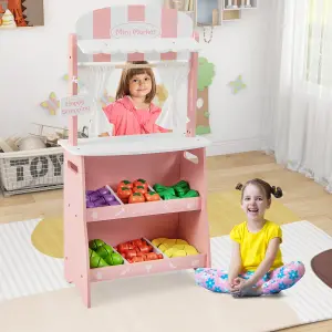 Costway Farmers Market Play Set Grocery Store for Kids w/Food Accessories