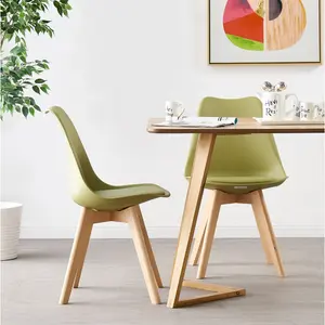 Thomasin Faux Leather Upholstered Side Chair |  Dining Chair |  Wooden Legs Plastic Body (Set of 2) Lime Green