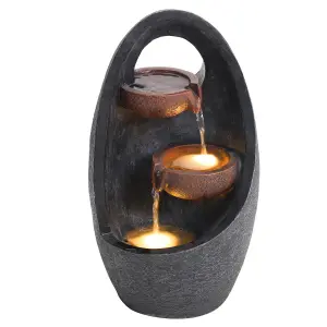 Outdoor Rockery garden Egg Shape fountain water feature Electric with Light H 48 cm