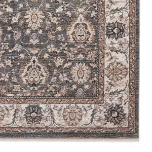 Green Traditional Bordered Floral 10mm Thick Stain-Resistant Rug For Bedroom, Living Room, & Dining Room-80cm X 300cm