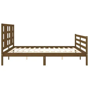 Berkfield Bed Frame with Headboard Honey Brown 200x200 cm Solid Wood