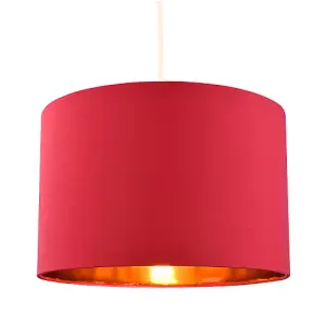 Modern Chic Burgundy Cotton 12 Table/Pendant Lamp Shade with Shiny Copper Inner