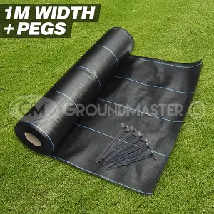 1m x 25m Weed Suppressant Garden Ground Control Fabric + 50 Pegs