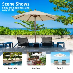 Costway 2.7M Outdoor Patio Umbrella Garden Parasol Sun Shade Market Umbrella w/ 8 Ribs