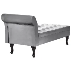 Left Hand Velvet Chaise Lounge with Storage Light Grey PESSAC