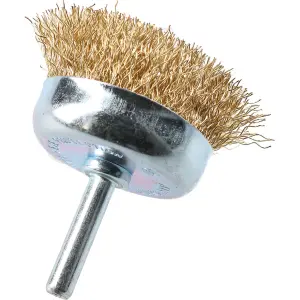 50mm Steel Wire Cup Brush For Drills Brass Coated Rust Paint Remover Removal