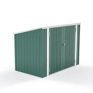 5 x 3 ft Metal Shed Garden Storage Shed Double Wheelie Bin Store Bike Storage Pent Roof Double Door, Green