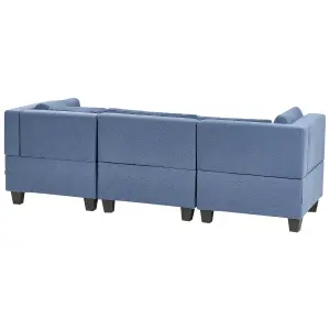 3-Seater Modular Fabric Sofa with Ottoman Blue UNSTAD