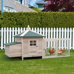 PawHut Chicken Coop Hen Poultry House w/ Nesting Box Outdoor Run Patio Wooden