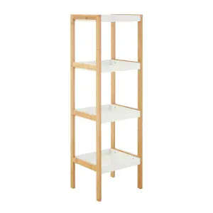 Interiors by Premier Nostra Four Tiered White And Natural Shelf Unit