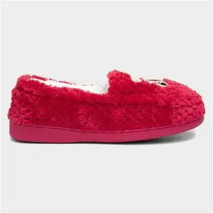 The Slipper Company Lola Womens Red Teddy Moccasin - Size 9 - Womens Slippers Moccasin