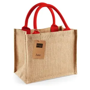 Westford Mill Jute Mini Gift Bag Natural/Bright Red (One Size)