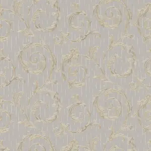 Galerie Industrial Effects Greige Floral Swirl Pearlescent Wallpaper Roll