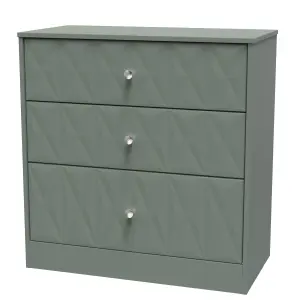 San Jose Ready assembled Green 3 Drawer Chest (H)791mm (W)766mm (D)395mm