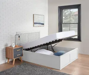 Wooden Ottoman Bed Frame Double With Hybrid Mattress